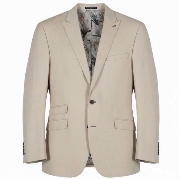 NWT $270 Paisley & Gray Slim Fit Blazer Silken Cream Elbow Patches Men's 52R
